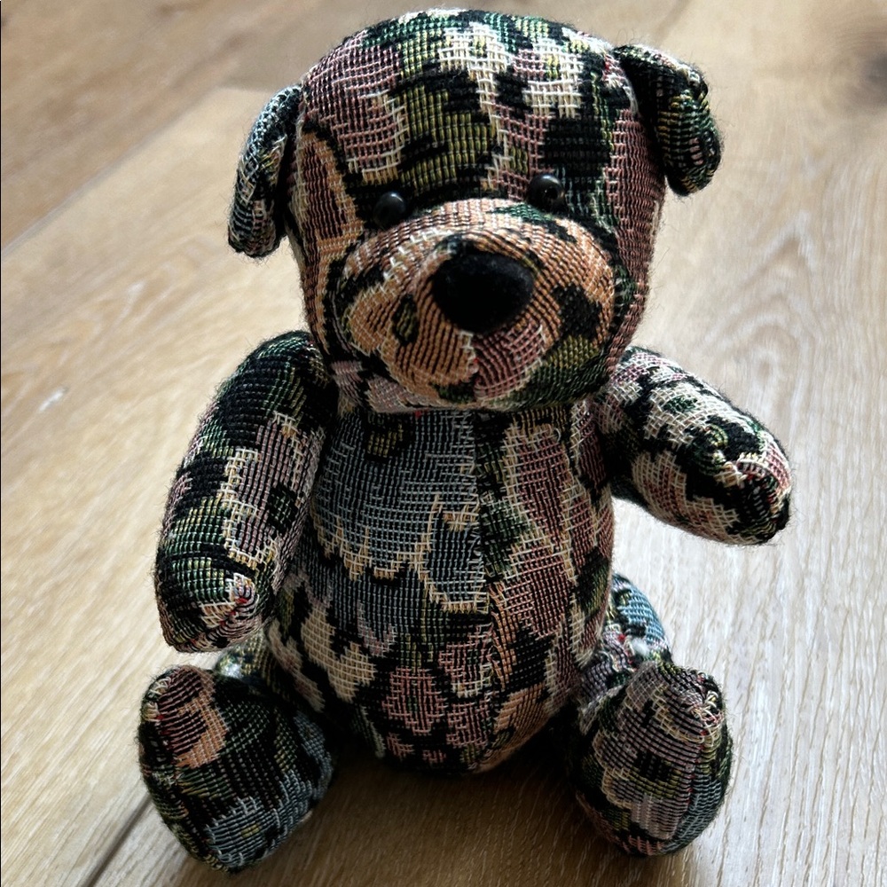 Vintage Albert E Price Plush Jointed Bear Floral Tapestry